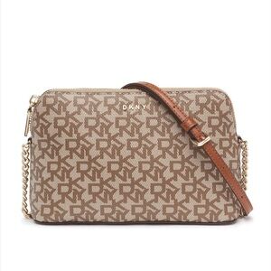 DKNY WOMEN BEIGE PRINTED CROSSBODY BAG